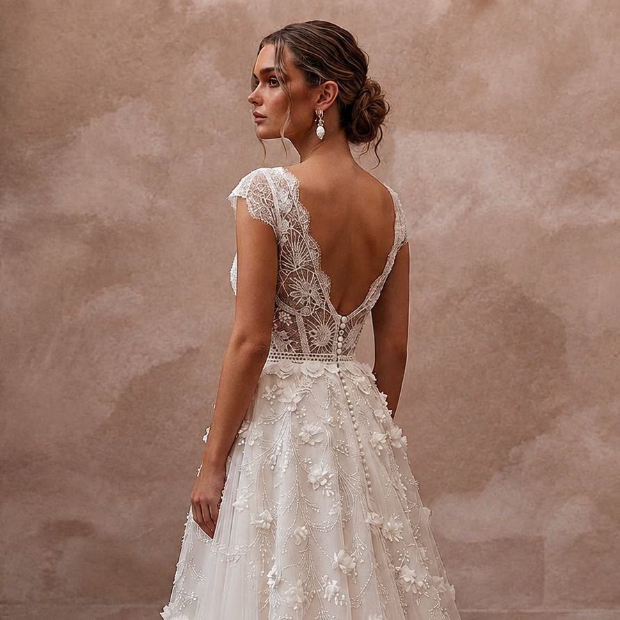 Petite Tulle Wedding Dress with A-Line Silhouette