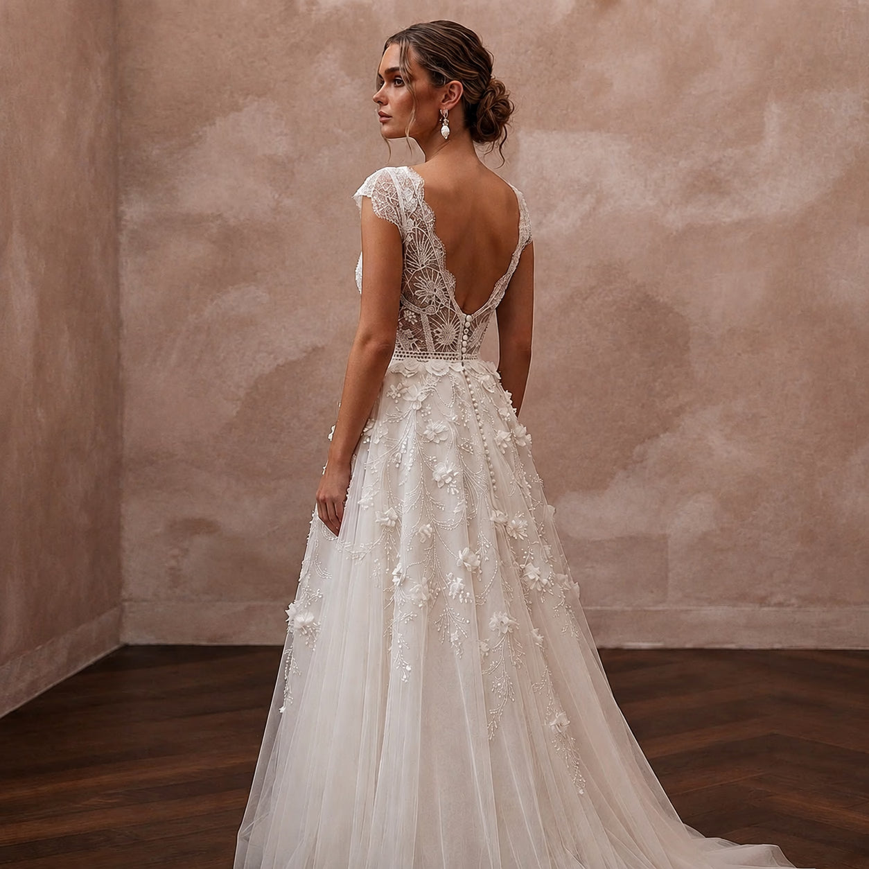 Petite Tulle Wedding Dress with A-Line Silhouette