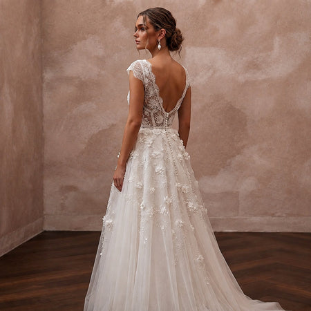 Petite Tulle Wedding Dress with A-Line Silhouette