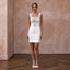 Petite White Stretch Crepe Square Neck Bodycon Mini Reception Dress