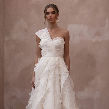 Pleated Organza Wedding Dresses with Modern Texture