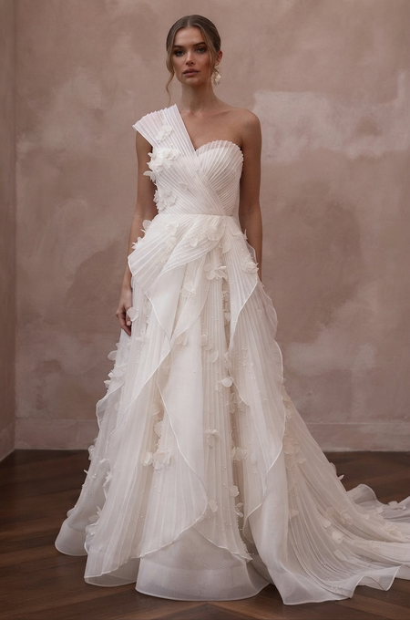 Pleated Organza Wedding Dresses with Modern Texture