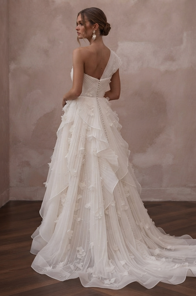 Pleated Organza Wedding Dresses with Modern Texture Secondary image