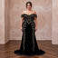 Plus Size Black Velvet Off-the-Shoulder Sweetheart Evening Gown