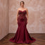 Plus Size Burgundy Heavy Matte Satin Sweetheart Mermaid Dress