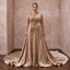 Plus Size Champagne Heavy Velvet Draped Bodice Winter Bridal Gown