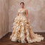 Plus Size Champagne Organza Layered Ruffle Ball Gown