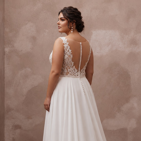 Plus Size Chiffon A-Line Wedding Dress with V-Neck