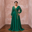 Plus Size Emerald Green Chiffon Faux Wrap Long Sleeve Evening Dress