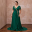 Plus Size Emerald Green Chiffon Faux Wrap Maxi Prom Dress - Apparel & Accessories > Clothing > Wedding & Bridal Party Dresses > Wedding Dresses - Mignonette Bridal