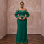 Plus Size Emerald Green Matte Crepe Cold Shoulder Evening Dress