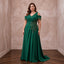 Plus Size Emerald Green Matte Crepe Cold Shoulder Evening Dress