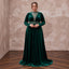 Plus Size Emerald Green Velvet Long Sleeve Maxi Prom Gown