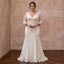 Plus Size Ivory Chantilly Lace Overlay V-Neck Fit-and-Flare Gown