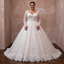 Plus Size Lace Ball Gown Wedding Dress with Long Sleeves