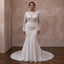 Plus Size Lace Trumpet Wedding Dress with Long Sleeves