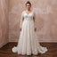 Ivory lace A-line wedding dress with long sleeves and V-neck bodice