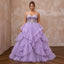 Plus Size Lilac Purple Tulle Ruffled A-Line Ball Gown for Spring Gala