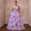 Plus Size Lilac Purple Tulle Ruffled A-Line Ball Gown for Spring Gala