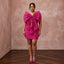 Plus Size Magenta Pink Organza Oversized Bow Mini Party Dress