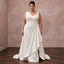 Plus Size Off-White Silk Draped Bodice Asymmetrical Hem Bridal Gown
