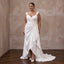 Plus Size Pearl White Silk Draped Bodice Asymmetrical Hem Bridal Dress - Apparel & Accessories > Clothing > Wedding & Bridal Party Dresses > Wedding Dresses - Mignonette Bridal