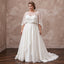 Plus Size Pure White Silk Chiffon Draped Capelet Bridal Gown