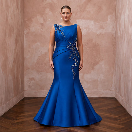 Plus Size Royal Blue Mikado Silk Trumpet Gown for Red Carpet Event - Apparel & Accessories > Clothing > Wedding & Bridal Party Dresses > Wedding Dresses - Mignonette Bridal