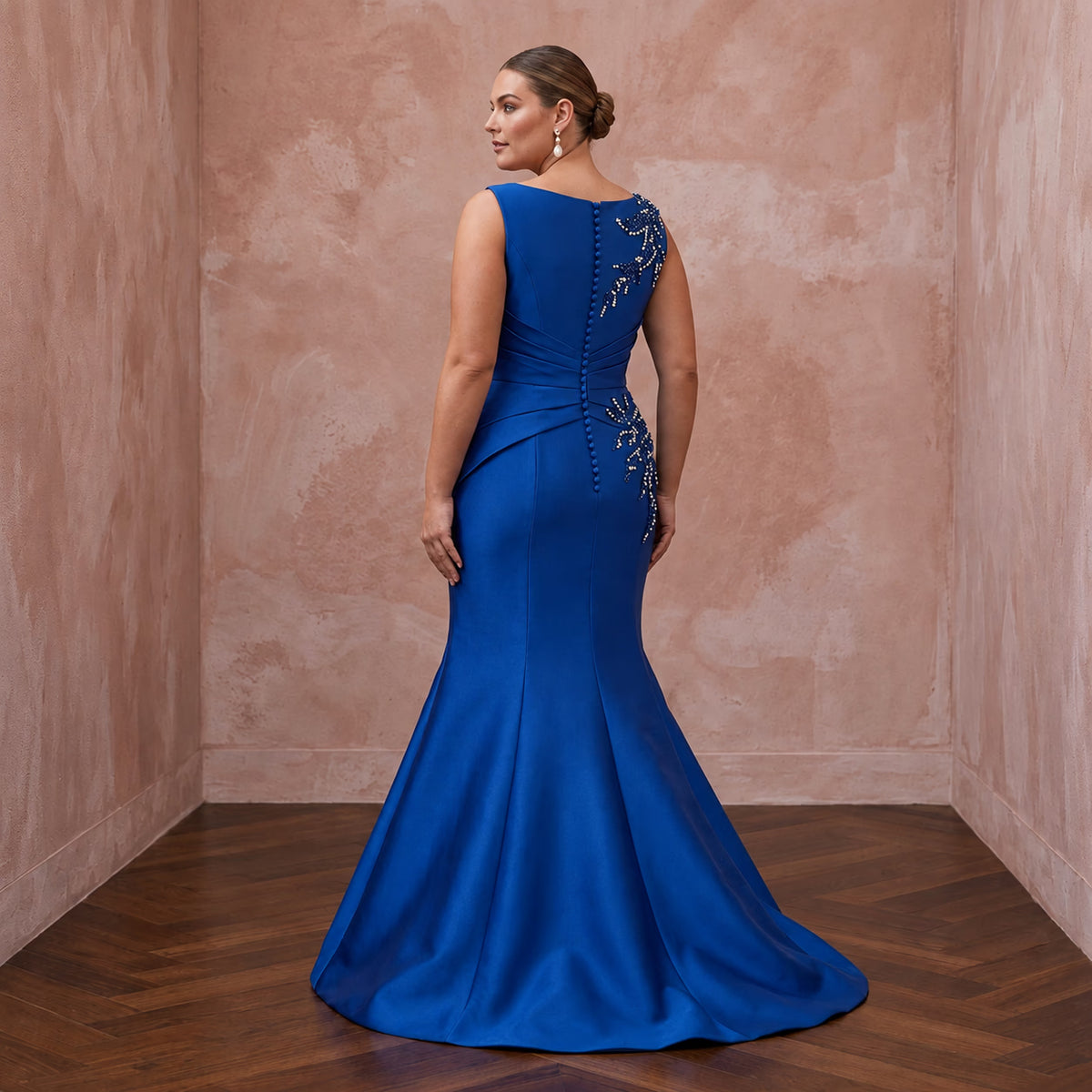 Plus Size Royal Blue Mikado Silk Trumpet Gown for Red Carpet Event - Apparel & Accessories > Clothing > Wedding & Bridal Party Dresses > Wedding Dresses - Mignonette Bridal