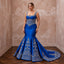 Plus Size Royal Blue Silk Mikado Basque Waist Trumpet Gown