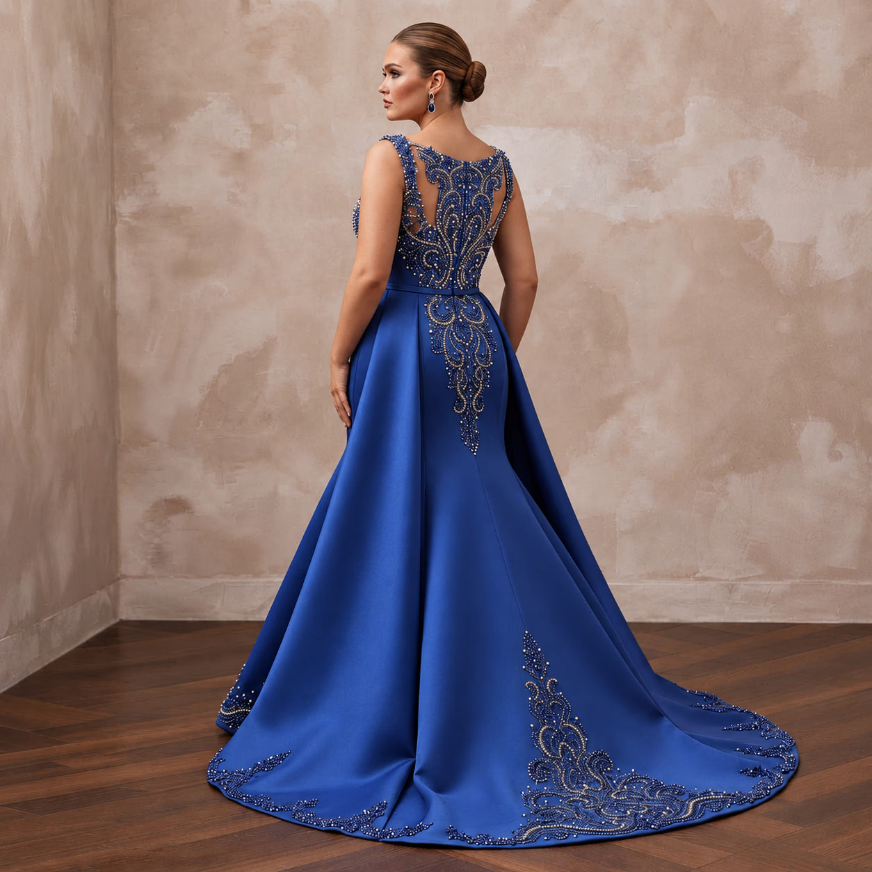 Plus Size Royal Blue Silk Mikado Trumpet Gown for Red Carpet Secondary image