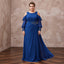 Plus Size Sapphire Blue Chiffon Cold Shoulder Flowing Maxi Dress