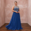 Plus Size Sapphire Blue Chiffon Empire Waist Flowing Prom Gown