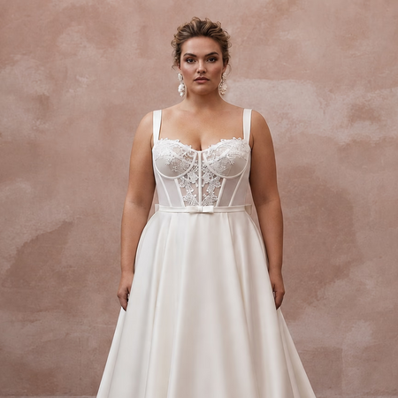 Plus Size Satin Corset Wedding Dress with A-Line Silhouette
