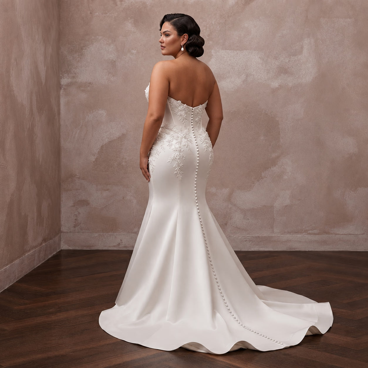 Plus Size Satin Mermaid Wedding Dress with Corset Bodice Secondary image