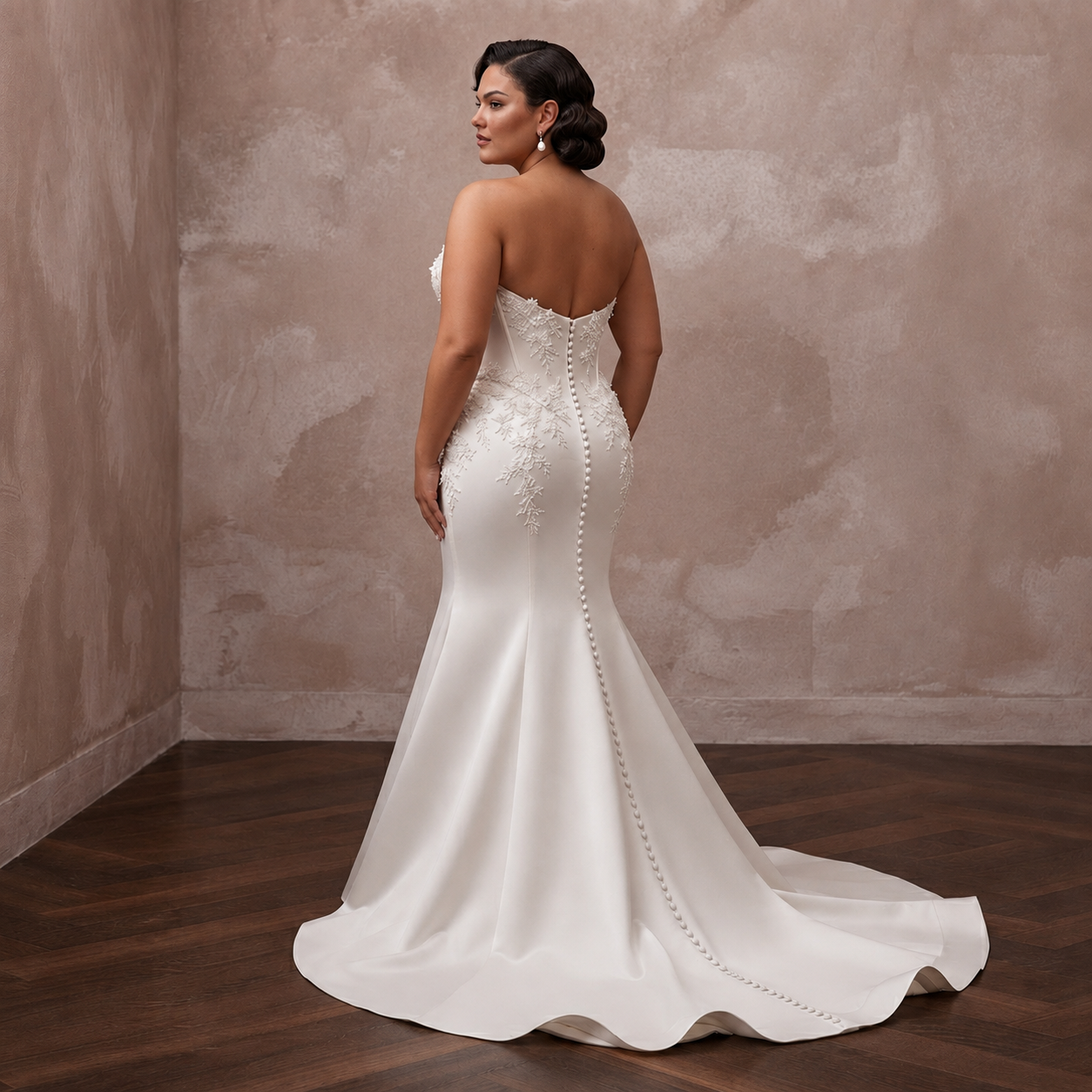 Plus Size Satin Mermaid Wedding Dress with Corset Bodice Secondary image
