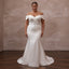 Plus Size Satin Mermaid Wedding Dress with Off-the-Shoulder Neckline