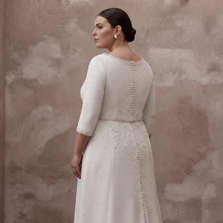 Plus Size Simple Crepe Wedding Dress for a Civil Wedding