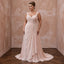 Plus Size Soft Blush Chiffon Draped Bodice Beach Elopement Dress