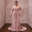 Plus Size Soft Blush Velvet Draped Bodice Winter Wedding Dress