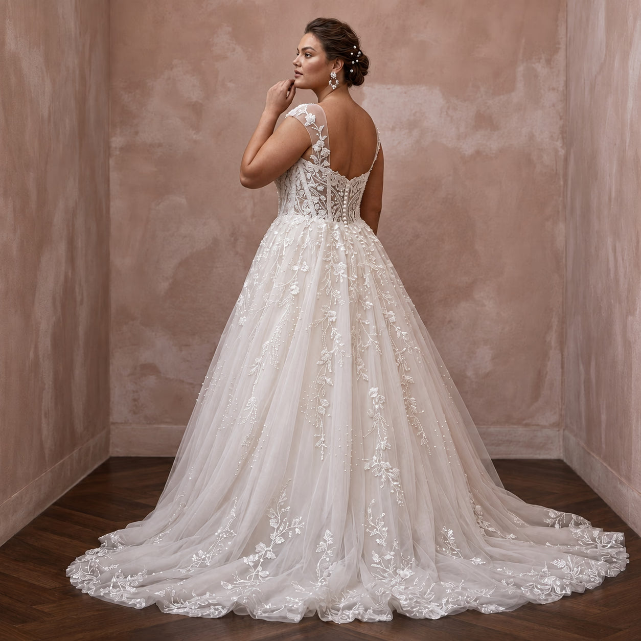 Plus Size Tulle Ball Gown Wedding Dress with Corset Bodice Secondary image