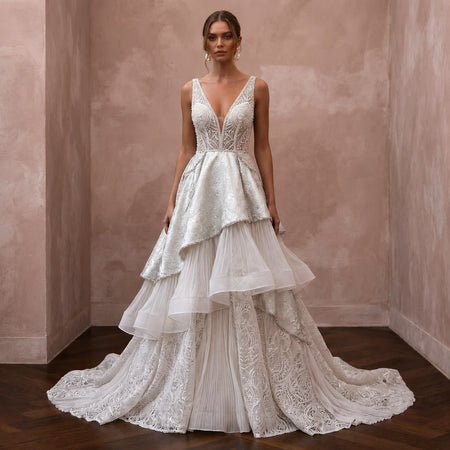 Premium Bridal Dresses with Luxurious Fabric Combinations - Apparel & Accessories > Clothing > Wedding & Bridal Party Dresses > Wedding Dresses - Mignonette