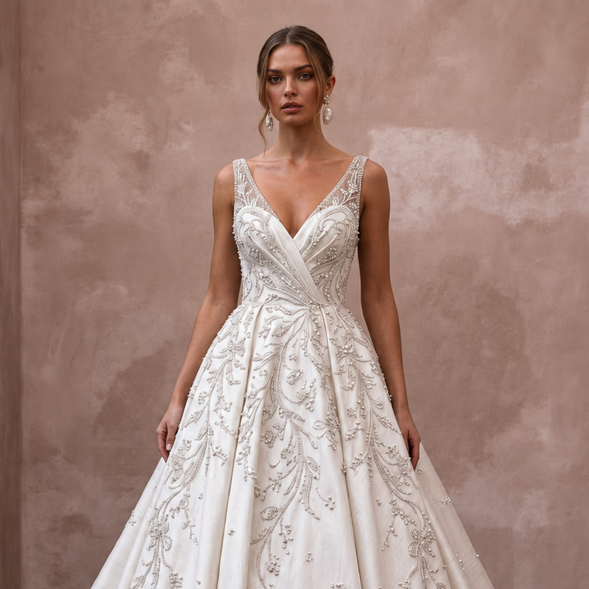 Premium Silk Dupioni Ball Gown Wedding Dresses - Apparel & Accessories > Clothing > Wedding & Bridal Party Dresses > Wedding Dresses - Mignonette Bridal