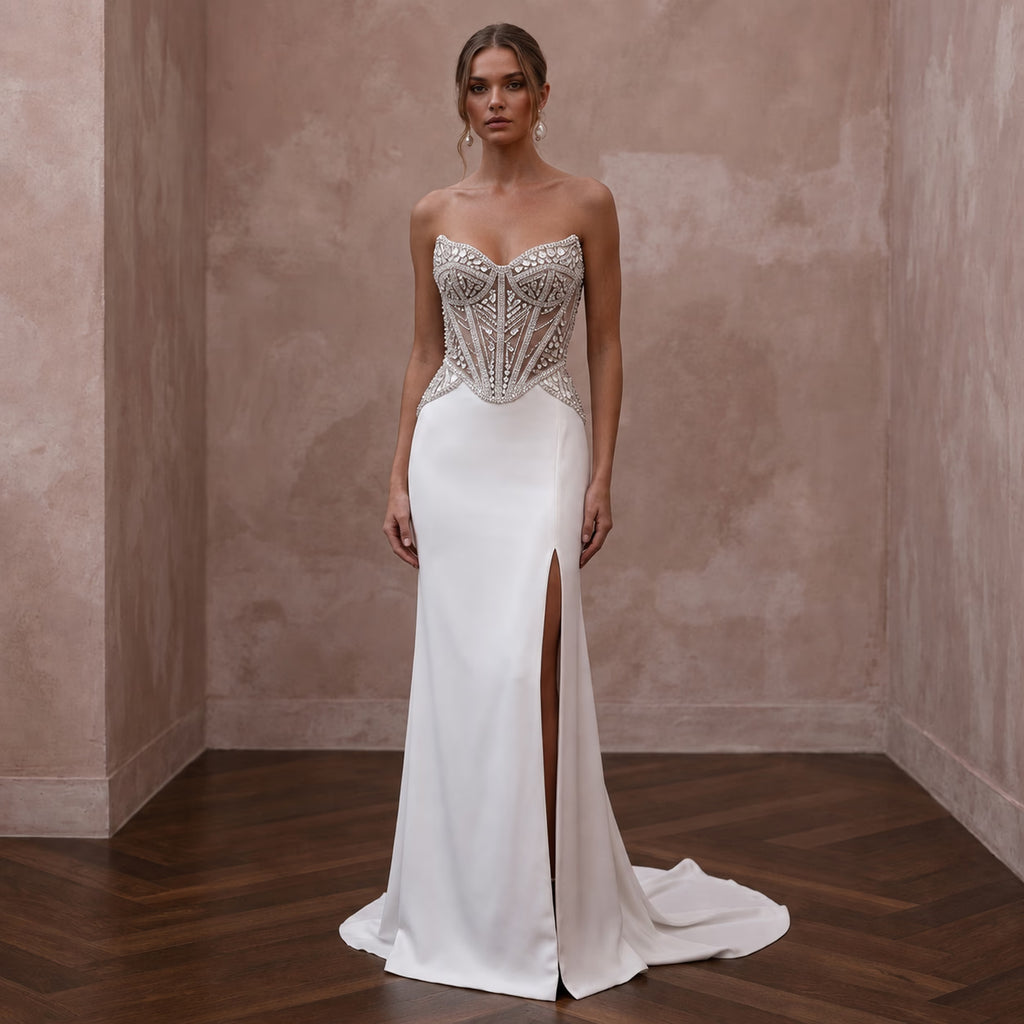 Premium Wedding Dresses with Crystal Corset Bodices - Apparel & Accessories > Clothing > Wedding & Bridal Party Dresses > Wedding Dresses - Mignonette Bridal