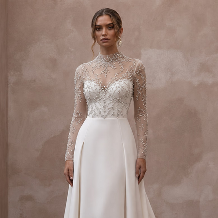 Premium Wedding Dresses with Crystal and Pearl Accents - Apparel & Accessories > Clothing > Wedding & Bridal Party Dresses > Wedding Dresses - Mignonette