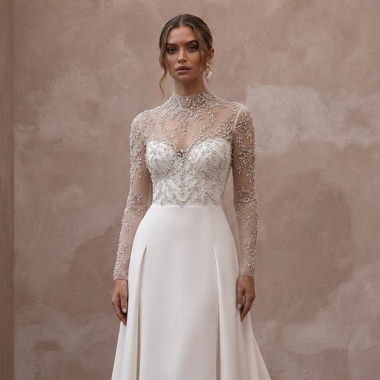 Premium Wedding Dresses with Crystal and Pearl Accents