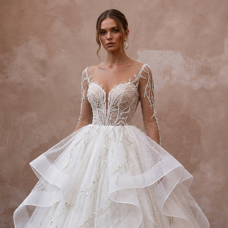 Premium Wedding Dresses with Layered Tulle Skirts
