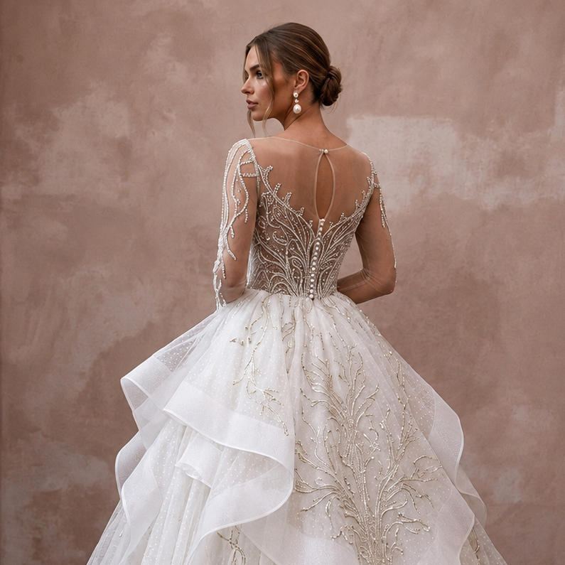 Premium Wedding Dresses with Layered Tulle Skirts