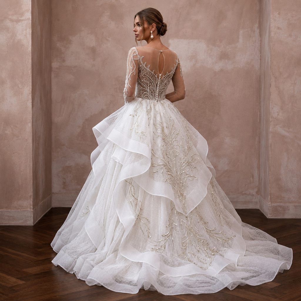 Premium Wedding Dresses with Layered Tulle Skirts