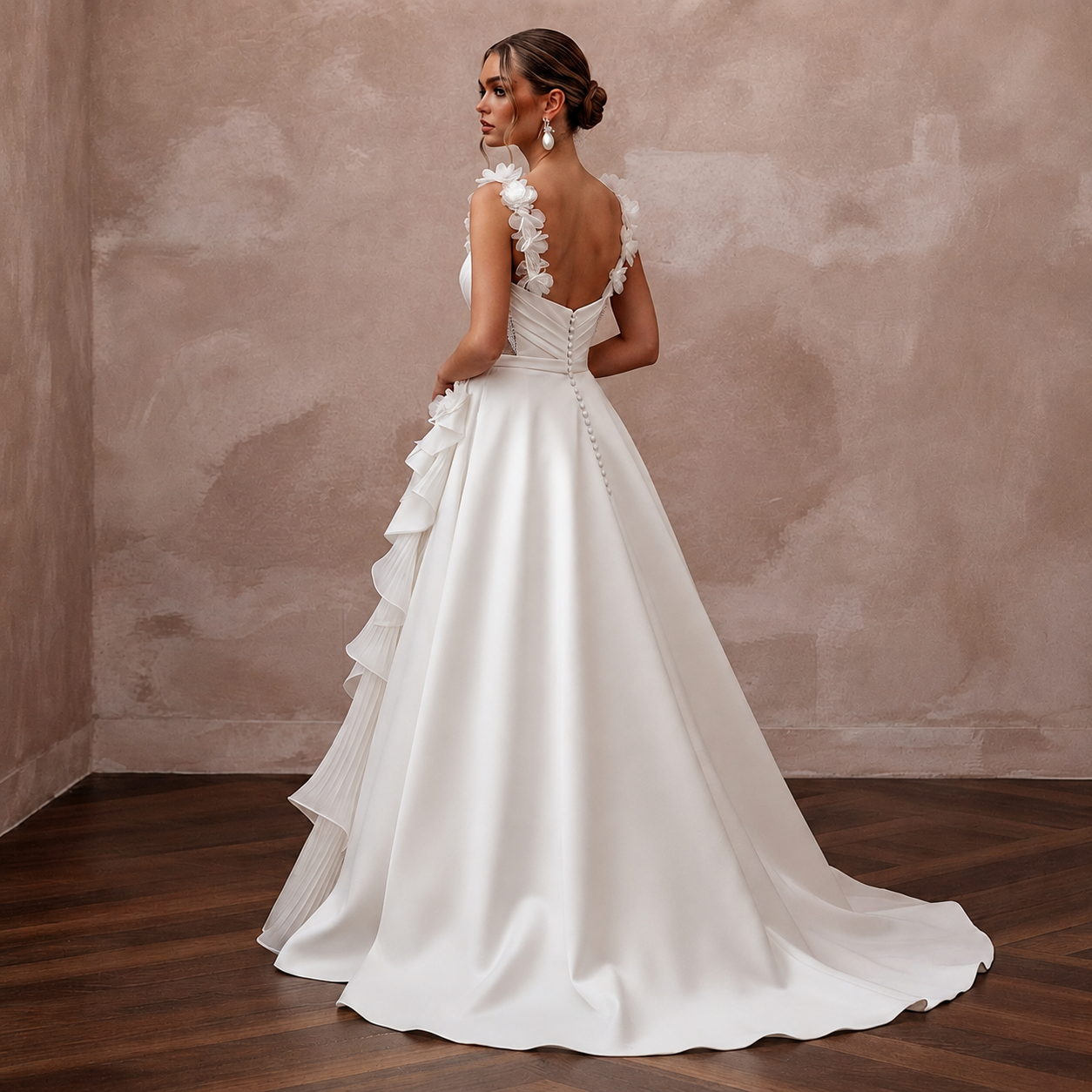 Premium Wedding Dresses with Silk, Organza, and Crepe Details Secondary image